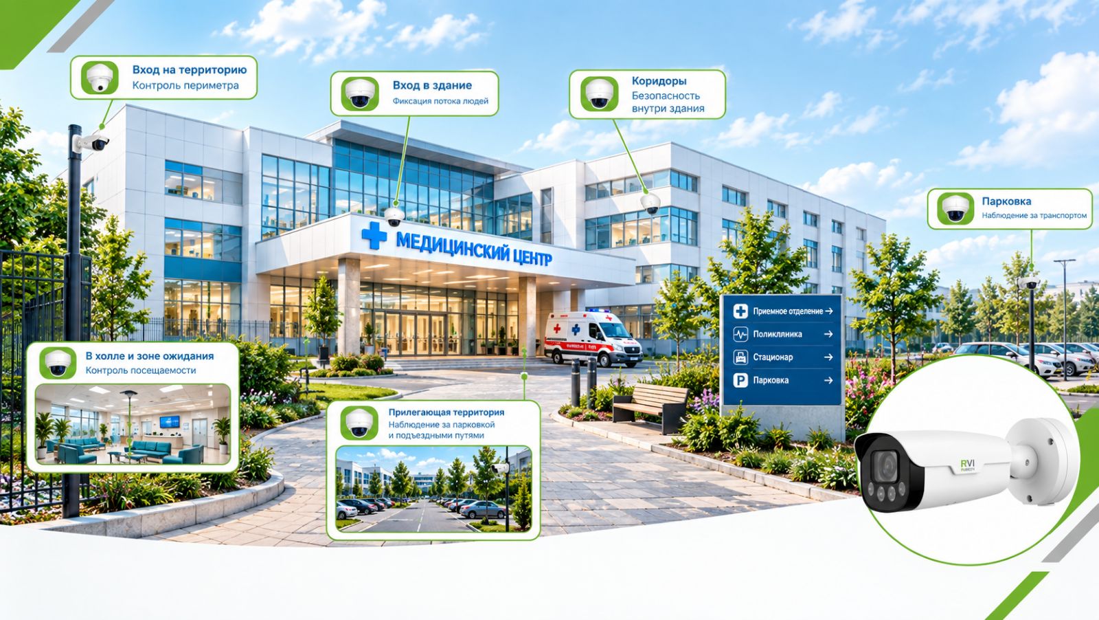 Решение на оборудовании RVi RUBEZH для медицинского учреждения